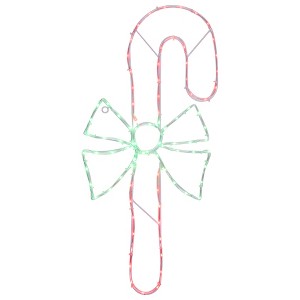 Northlight 28" Green and White LED Lighted Candy Cane with Bow Christmas Window Silhouette - 1 of 4