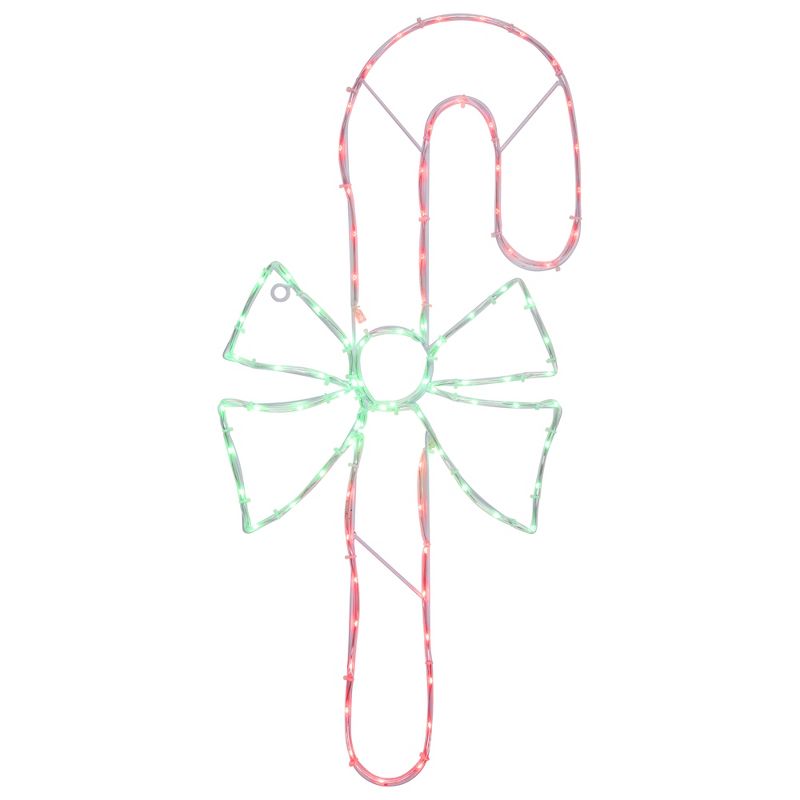 Northlight 28" Green and White LED Lighted Candy Cane with Bow Christmas Window Silhouette, 3 of 7