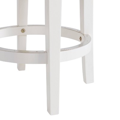 Clara White Swivel Backless Wood Counter Stool