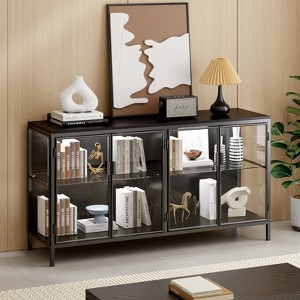 Famapy Black Tempered Glass Display Cabinet Illuminating Your Home with Style and Function - 1 of 4