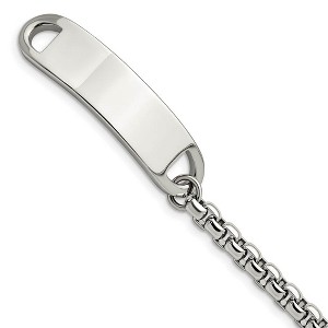 Black Bow Jewelry Men's Stainless Steel Rounded Box Link I.D. Bracelet, 8.75 Inch - 1 of 4