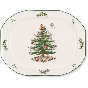 Spode Christmas Tree Sculpted Octagonal Platter - 14-Inch - Dishwasher and Microwave Safe Christmas Dinnerware with Iconic Tree Design, - 1 of 4