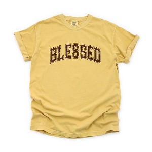 Simply Sage Market Women's Blessed Varsity Short Sleeve Garment Dyed Tee - 1 of 4