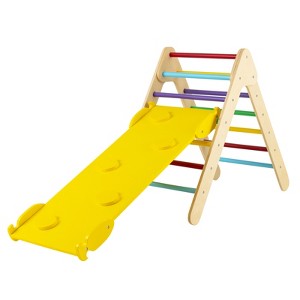 Safstar 3-in-1 Wooden Climbing Triangle Set  Triangle Climber w/ Ramp Multi-color - 1 of 4