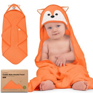 KeaBabies Cuddle Baby Hooded Towel, Organic Baby Bath Towel, Hooded Baby Towels, Baby Beach Towel for Newborn, Kids (Fox) - 1 of 4