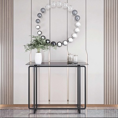 VYNXARIA 1 piece Rectangle Dining Table with Metal Frame, Tempered Glass Dining Table for Kitchen Room