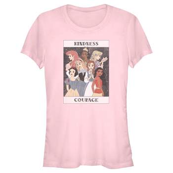 Juniors Womens Disney Princesses Kindness and Courage Poster T-Shirt