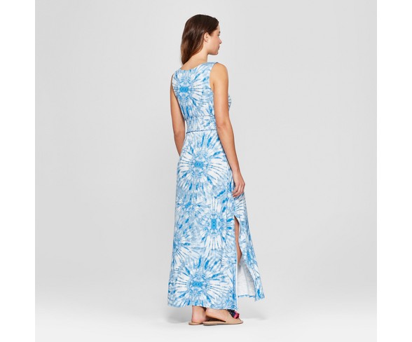 Women's Corset Waist Tie Dye Maxi Dress - Spenser Jeremy - Blue S