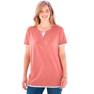 Woman Within Plus Size Layered-Look Tee - 1 of 4