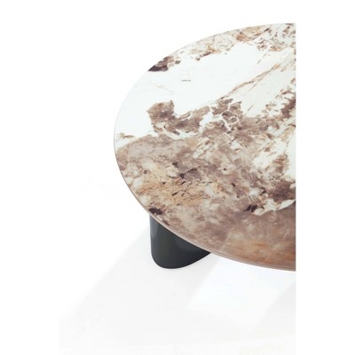 Laurel Round Black Sintered Stone Coffee Table with Stainless Steel Base