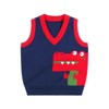 MyKids-USA Baby Boy Cartoon Graphic Contrast Design V-Neck Sleeveless Knitted Vest Sweater - 2 of 4