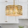 ALOADECOR 16 in. 6-Light Mid-Century Modern Drum Chandelier with Crystals in Matte Gold Adjustable Height for Dining Room - 3 of 4
