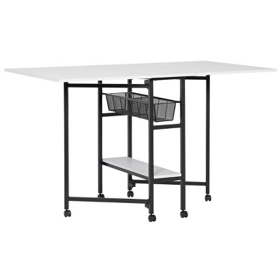 36" Fixed Height Cutting Table with Basket Charcoal/White - Sew Ready