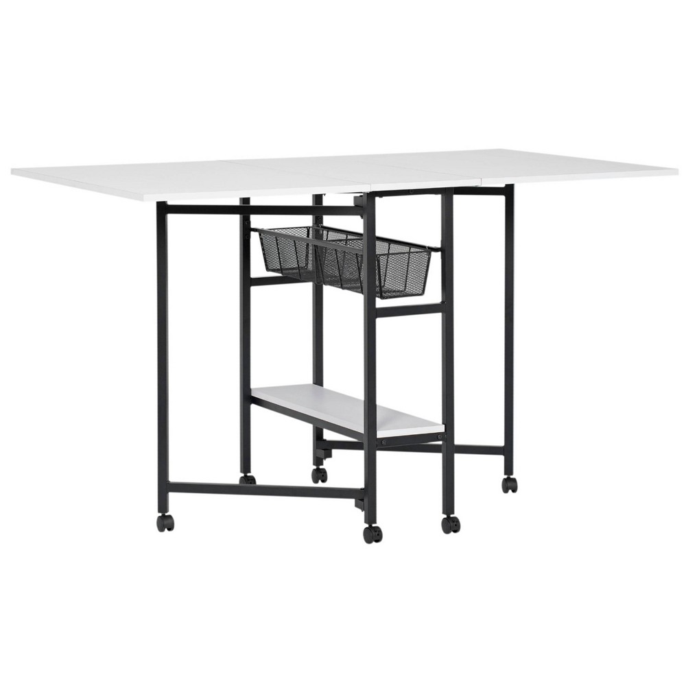 Photos - Other Furniture 36" Fixed Height Cutting Table with Basket Charcoal/White - Sew Ready