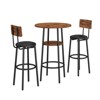 NicBex Dining Table Set for 2 Kitchen Table Bar Table Set Round Bar Stool Set with Shelf Upholstered Stool with Backrest for Dining Room, Rustic Brown - 4 of 4