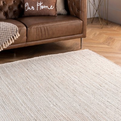 Hand-Braided Off White Jute 4' x 6' Reversible Area Rug