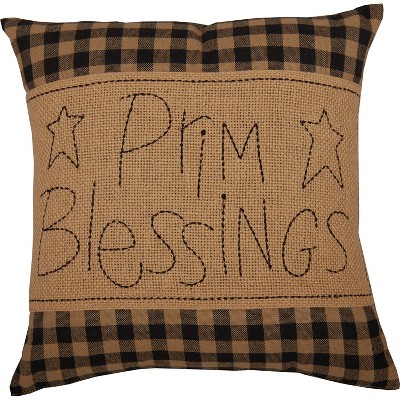 Black Check Prim Blessings Pillow 12x12 VHC Brands