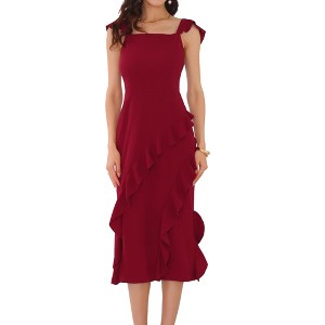 INSPIRE CHIC Women's Square Neck Sleeveless Cocktail Midi Dress - 1 of 4