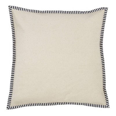 20"x20" Oversize Down Filled Striped Flange Square Throw Pillow Ivory - Saro Lifestyle: Modern Cotton Duck Feather Filled, Zippered