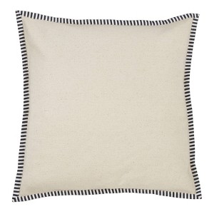 20"x20" Oversize Down Filled Striped Flange Square Throw Pillow Ivory - Saro Lifestyle: Modern Cotton Duck Feather Filled, Zippered - 1 of 3