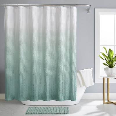 Aqua Crushed Ombre Polyester Fabric Shower Curtain 72" x 72"