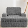NicBex Oversized Faux Rabbit Fur Sofa Bed with Storage Ottoman & Cup Holders, Upholstered Sleeper Chair for Living Room & Bedroom, Green - 3 of 4