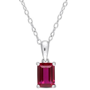 EVERLY JEWELRY | Sterling Silver Pendant with Gemstone and Created Gemstone – Multiple Stone Options - 1 of 4