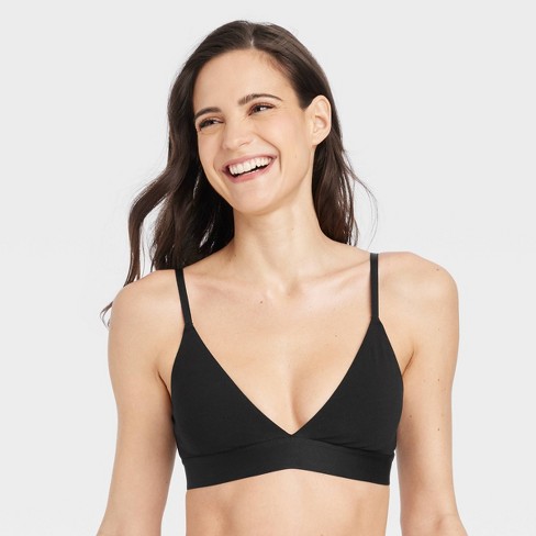 Women's Cotton Stretch Unlined Triangle Bralette - Auden™ Black Xl