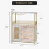 3-Tier Wine Bar Cabinet w/Detachable Rack - Buffet Storage w/Glass Holder & Mesh Door - 3 of 4