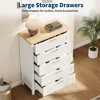 Fluted 5 Drawer Dresser for Bedroom Rattan Chest of Dressers Tall Dresser for Closet with Drawers Boho Night Stand - 3 of 4