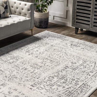 Elegant Gray 2'6" x 10' Synthetic Traditional Runner Rug