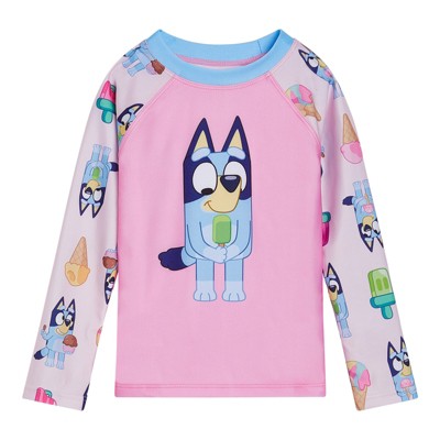 Bluey Little Girls UPF 50+ Rash Guard and Bikini Bottom Pink 5-6 — фото 3