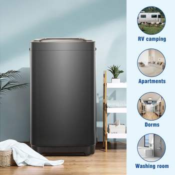 Portable Home Automatic Washing Machine, 15.4 lbs Spin Washer with 8 Water Levels/10 Programs, Antique Gray - ModernLuxe