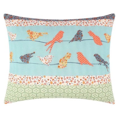 Colorful Floral and Bird Print Cotton Polyester Standard Sham
