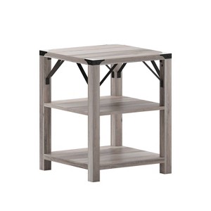 Taylor & Logan Willard Wood 3 Tier Modern Farmhouse End Table Gray: 1 Year Limited Warranty, 22" High, 75 lbs Capacity - 1 of 4