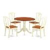 HomeStock 5 Piece Dining Room Furniture Set Includes a Round Kitchen Table with Dropleaf and 4 Dining Chairs, 42x42 Inch - 2 of 4