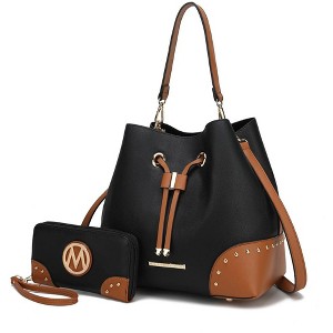 MKF Collection Candice Color Block Bucket Bag with matching Wallet by Mia K - 1 of 4