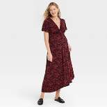 Short Sleeve Knit Midi Maternity Dress - Isabel Maternity by Ingrid & Isabel™ Black Floral