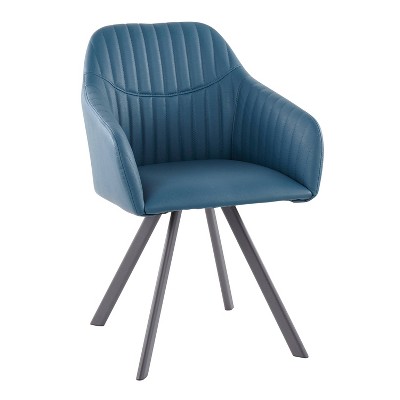 Contemporary Teal Faux Leather Parsons Side Chair with Metal Legs