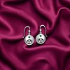 Slickblue Women's Sterling Silver Drop Earrings, Irish Shamrock Design with Emerald Glass Accent, Silver, 1.1 Inch - 2 of 4