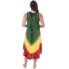 Riviera Sun Womens Tie Dye Summer Dress - Beach Cover Up with Embroidery - Rasta Color Dresses for Women  - Red Green Yellow Black - 3 of 3