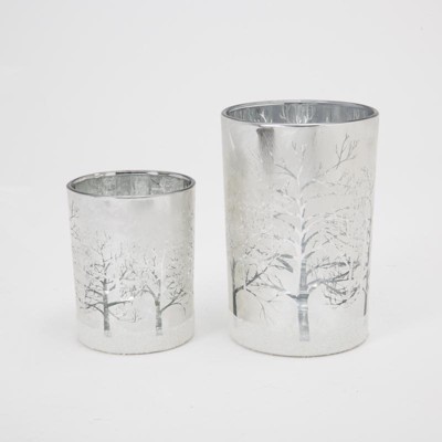 Gerson Silver Glass Holiday Candle Holder 7 in. (Case of 6)