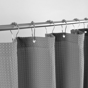 Waffle Weave Shower Curtain with Metal Hooks - 1 of 4