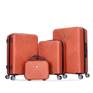 2/4pcs Luggage Set, ABS Lightweight Suitcase with 14" Makeup Box and Spinner Aircraft Wheels (14/20/24/28 Inch) 4S -ModernLuxe - 1 of 4