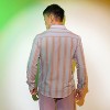 Campus Sutra Men Men's Icy Blue & Nude Beige Striped Seersucker Shirt - 4 of 4