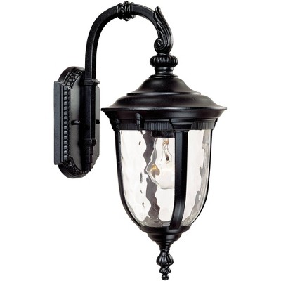 John Timberland Traditional Outdoor Wall Light Fixture Black 16.5" Hammered Glass for Exterior Porch Patio