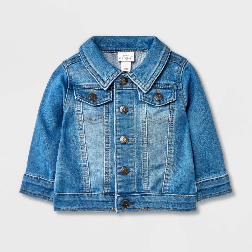 Baby Denim Jacket with Faux Pocket - Cat & Jack Light Blue 3-6M
