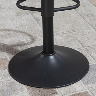 Adjustable Swivel Barstool in Brown Leather with Metal Base