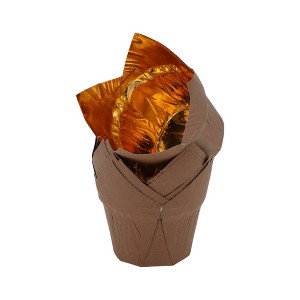Unique Bargains Cupcake Liners Flame Cup Disposable Oil-proof Paper Gold Tone 2.05"x2.76" 50 Pcs - 1 of 4