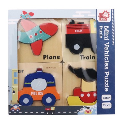 Leo & Friends Wooden Vehicle Puzzle Kit for Boys and Girls